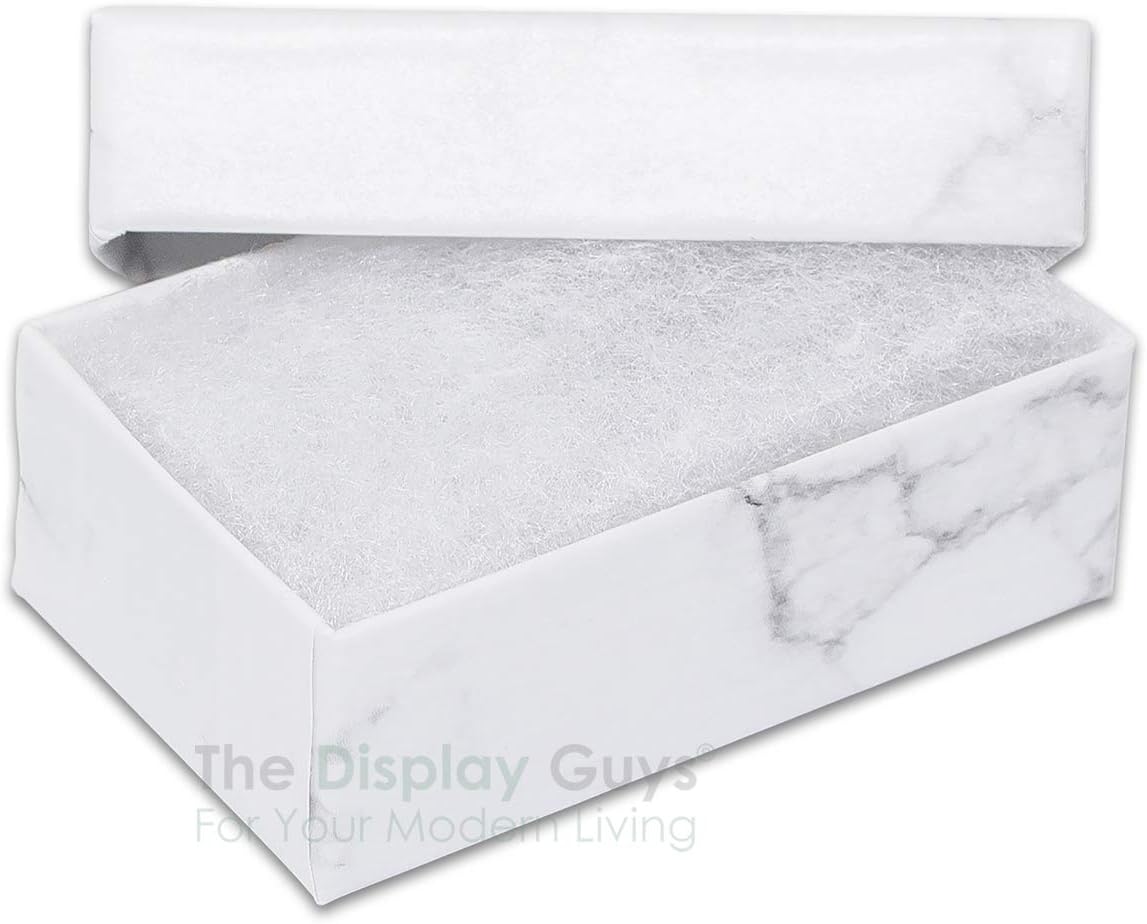 TheDisplayGuys 25 Cardboard Jewelry Gift Boxes with Inserts - Marble White