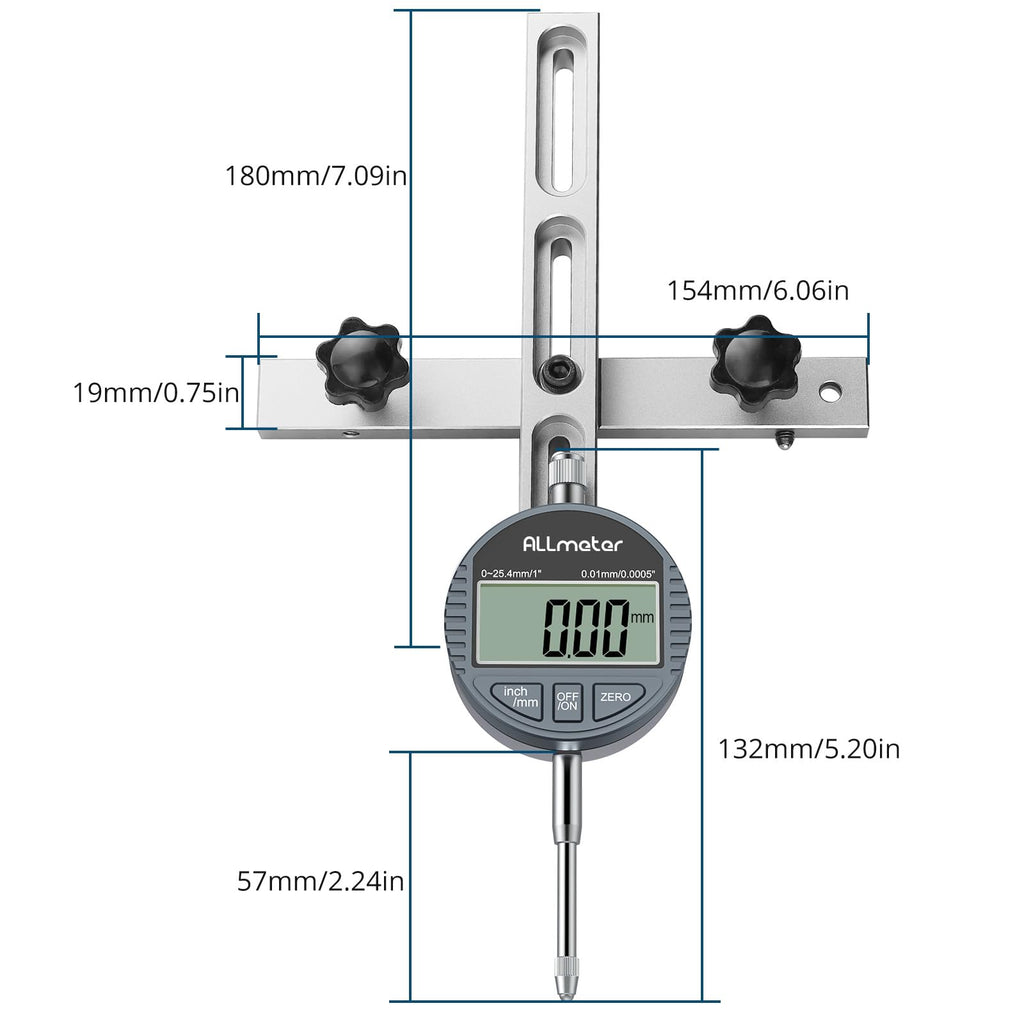Digital Table Saw Gauge with Dial Indicator 0-1 Inch Range