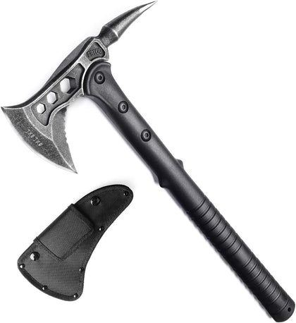 Camping Axe, Tomahawk with Spike, Survival Hatchet with Sheath, Nylon Fiber Handle for Outdoor Survival Hiking