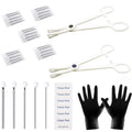 Piercing Kit 35PCS Professional Piercing Kit Includeds 25PCS Mixed 12G 14G 16G 18G 20G Ear Nose Piercing Needles 2PCS