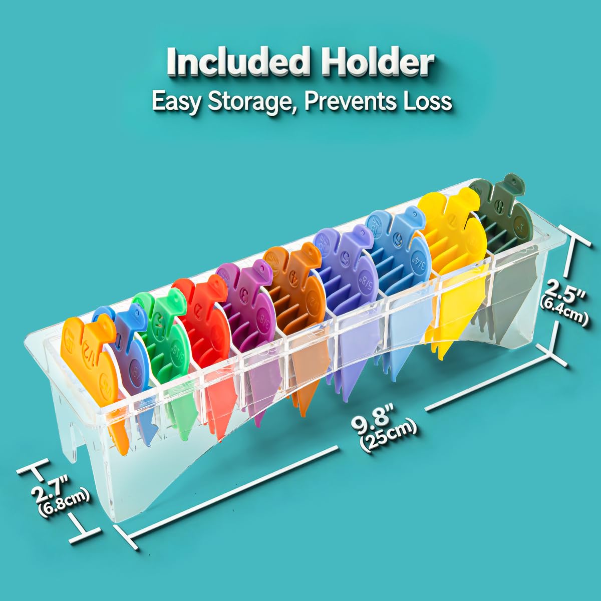 Clipper Guards Set for Most Wahl Clippers with Holder, 10Pcs, Color-Coded | Color-coded, with Organizer, 10Pcs Set