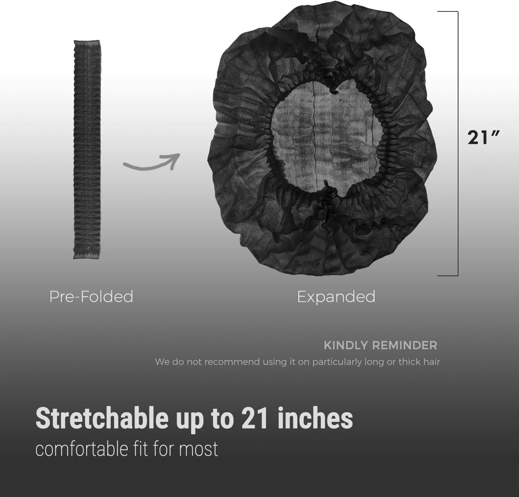 [100 Count] 2X Heavy Duty 21" Black Hair Nets For Food Service Workers.