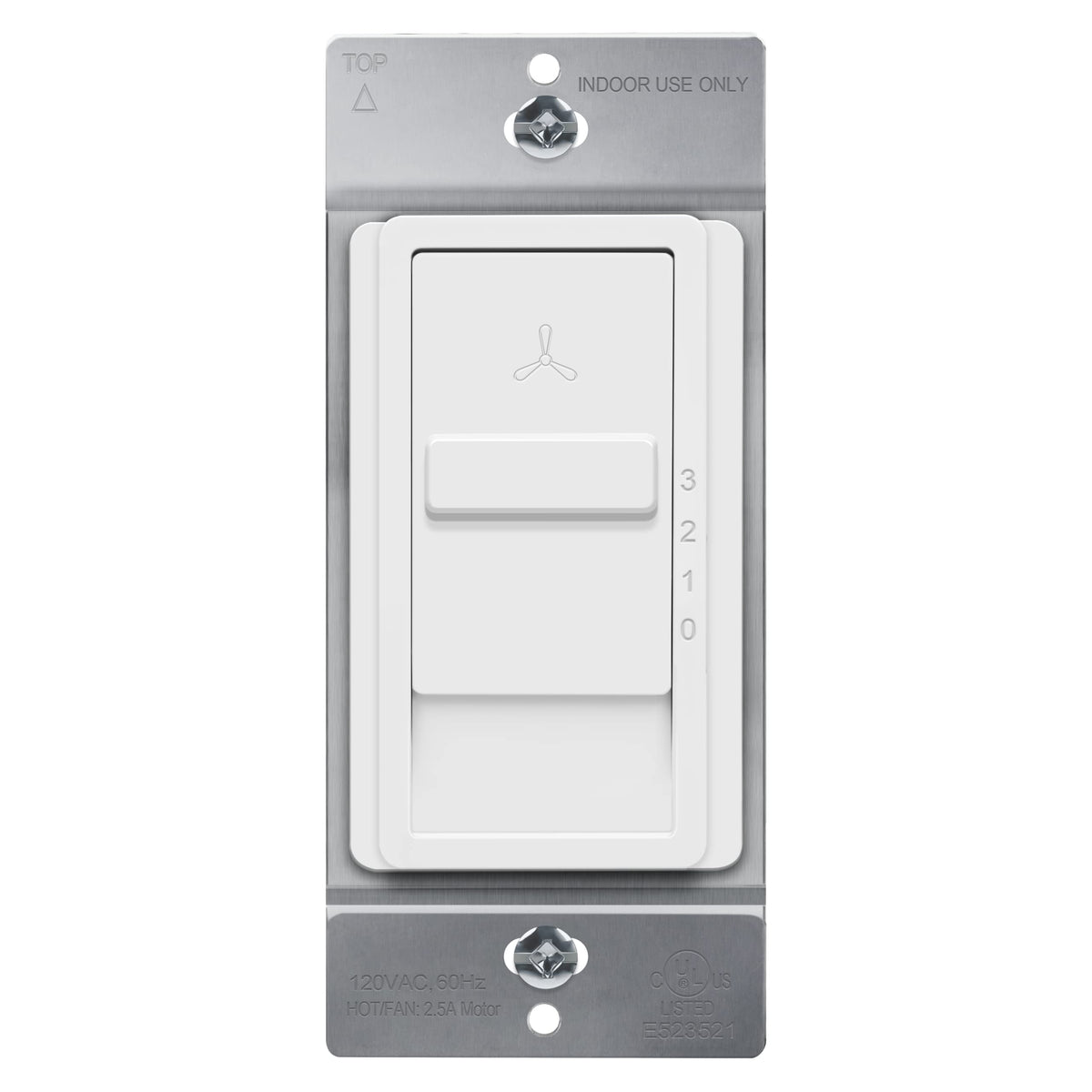 TOPGREENER 3-Speed Ceiling Fan Wall Switch, Single-Pole, White, 1 Pack