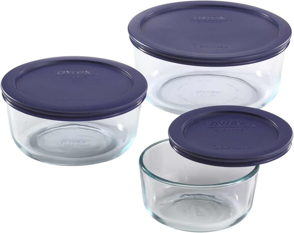 Simply Store (3-Pack) Glass Food Storage Containers Set, (2, 4 & 7 Cup) Meal Prep Containers With Plastic BPA-Free