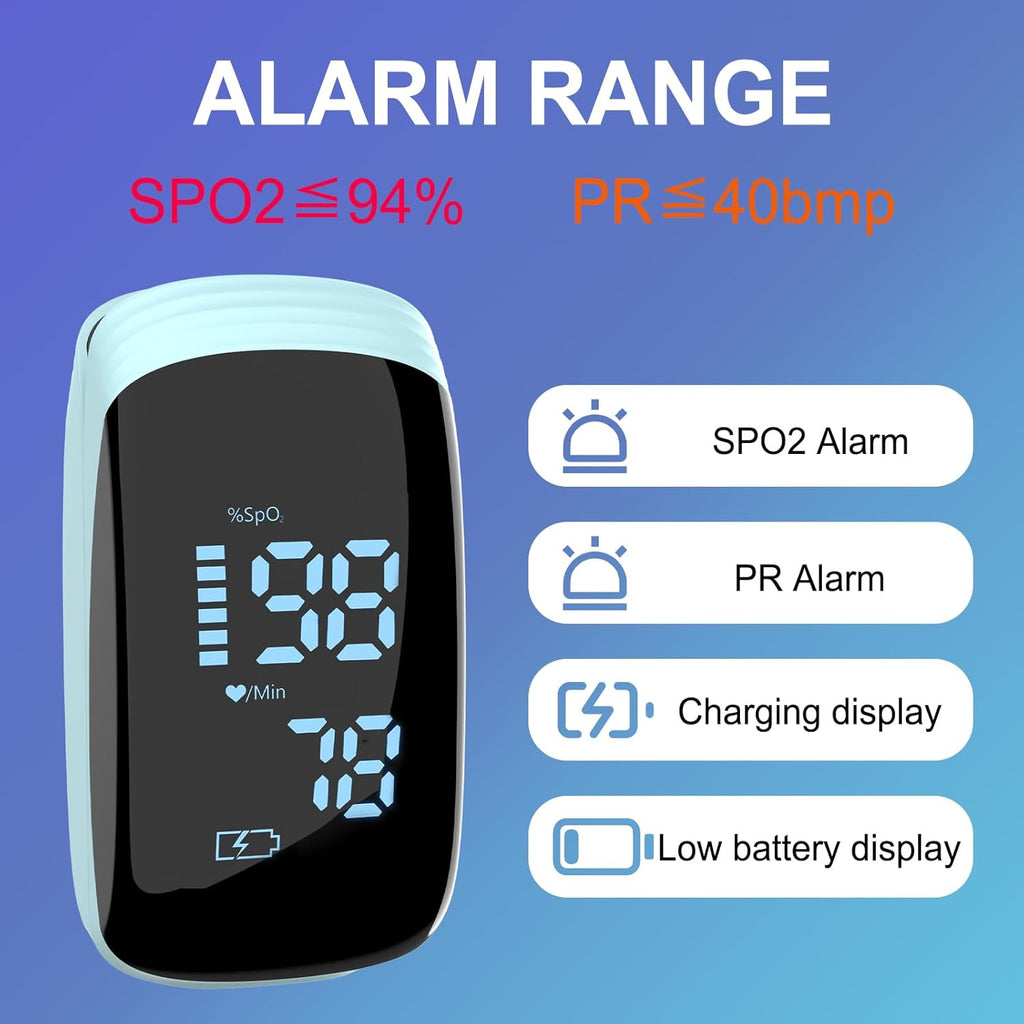 Fingertip Pulse Oximeter, Portable Rechargeable Oximeter Instant SpO2 & Accurate Heart Rate Reading for Adults