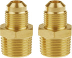 Brass 3/8" Male Flare x 1/2" NPT Male Tube Fitting Gas Adapter 2PCS
