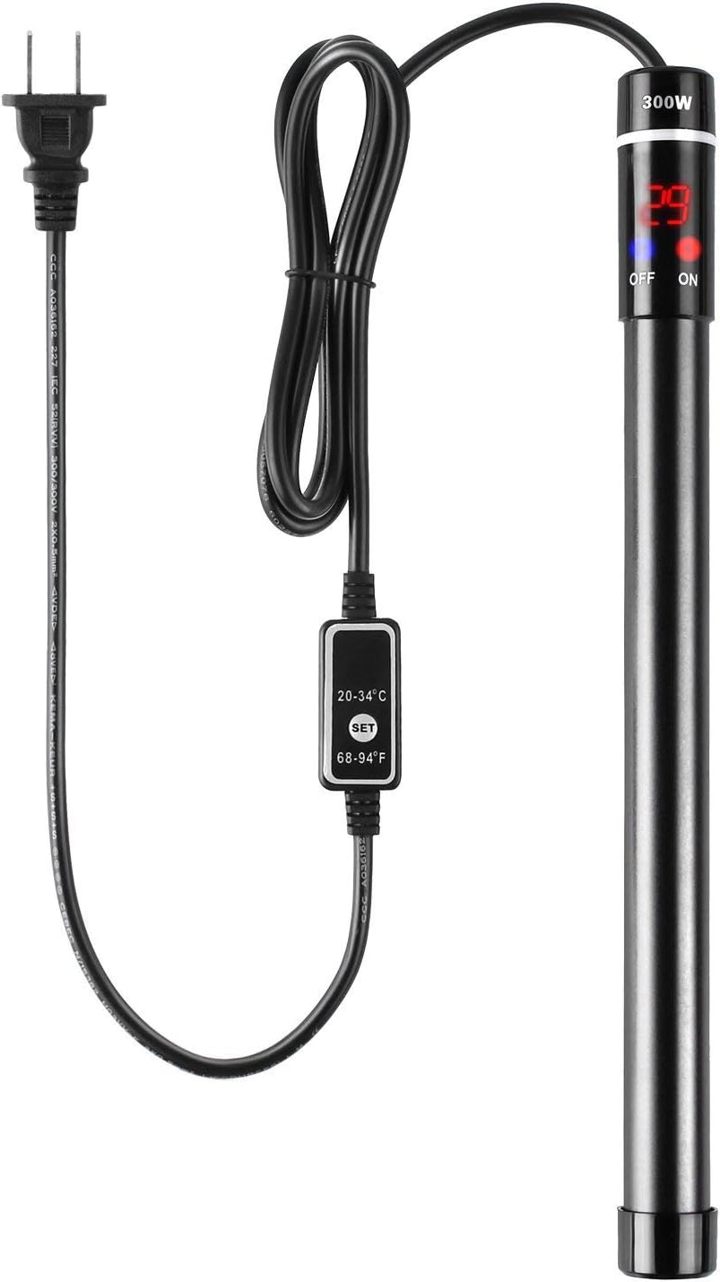 Titanium Alloy 300W Aquarium Heater for Salt and Fresh Water, Digital LED Display Submersible Heater with External
