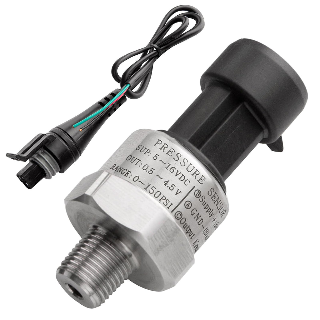 Ronybuy 150 PSI Fuel Oil Pressure Sensor Transducer 1/8" -27 NPT Thread