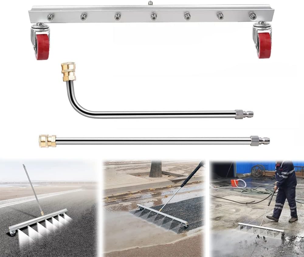 39 inch Water Broom Pressure Washer Surface Cleaner 4000 Psi Power Broom Sweeper with 7 Nozzles 2 Extension Wand for