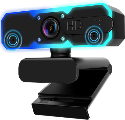 1080P 60FPS Streaming Camera Webcam with Microphone and Fill RGB Light,Autofocus,Work with Laptop/Desktop