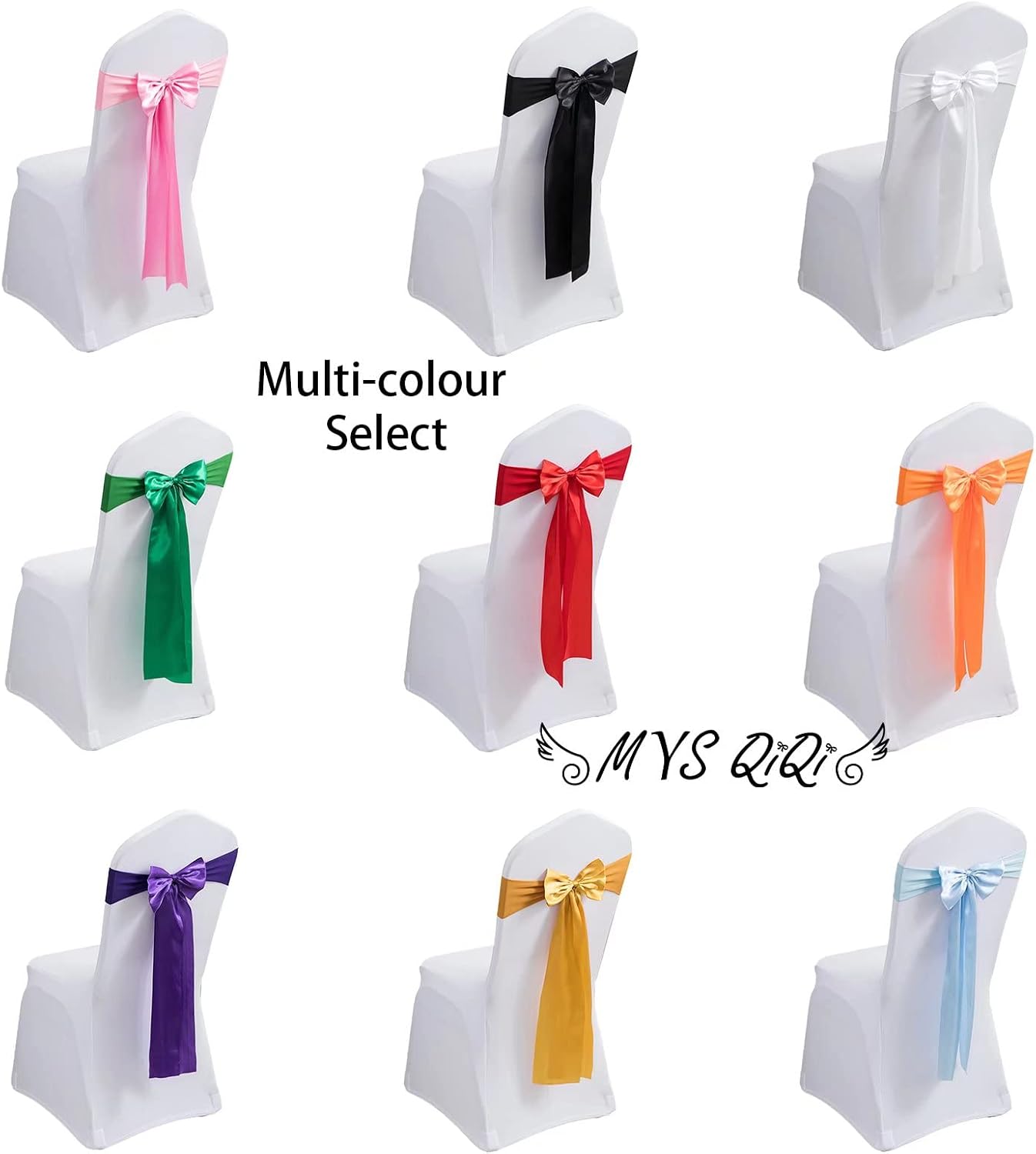Royal Blue Spandex Chair Bands - Pack of 6 Stretch Sashes for Wedding, Party, Banquet & Home Decoration