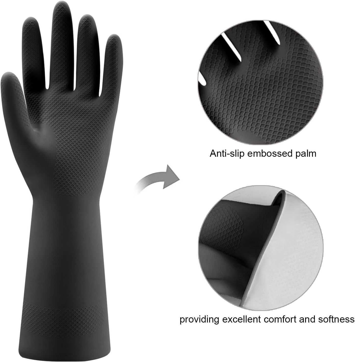 4 Pairs Rubber Kitchen Dishwashing Gloves - Reusable Household Cleaning Gloves for Washing Dishes and Cleaning Tasks
