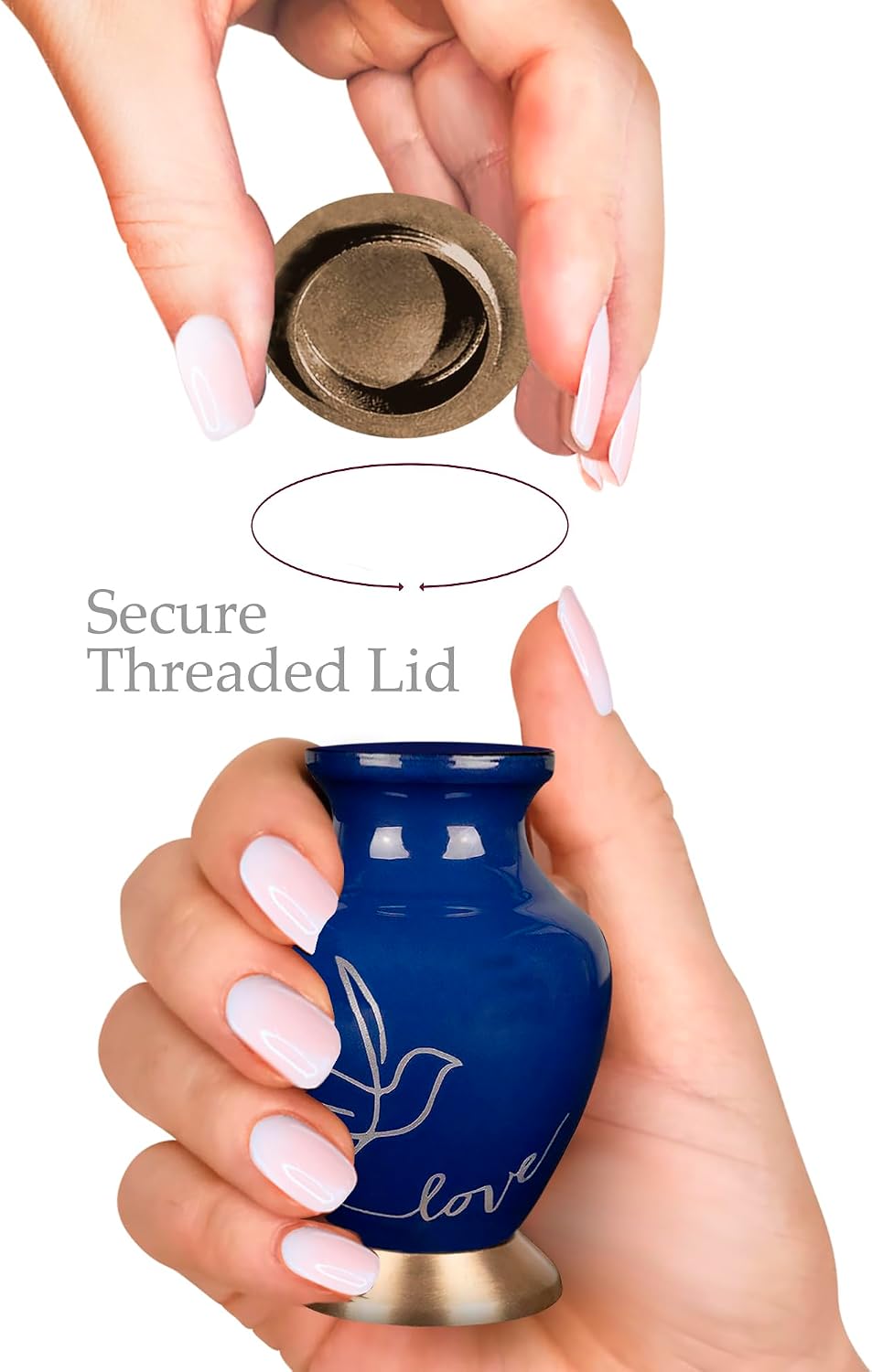 Small Urns for Human Ashes Keepsake, Love Dove Bird Decorative Mini Cremation Urns for Adult Men & Women, Small Dark
