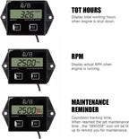 Moly Magnolia Small Engine Tachometer Hour Meter, 0-25000 RPM Inductive