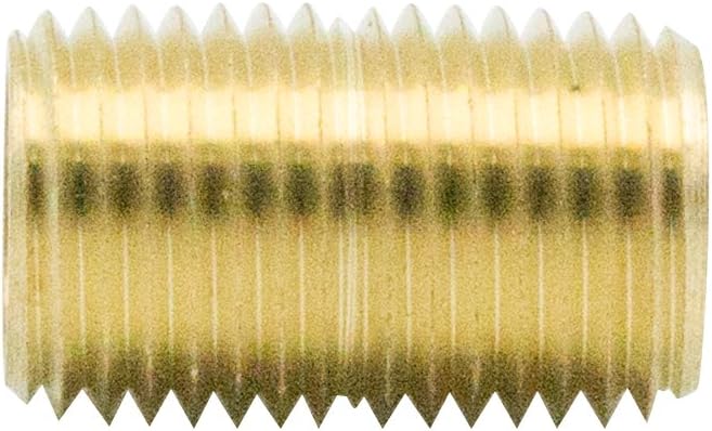 Brass Close Nipple Pipe Fitting,1/2" x 1/2" NPT Male (Pack of 5)