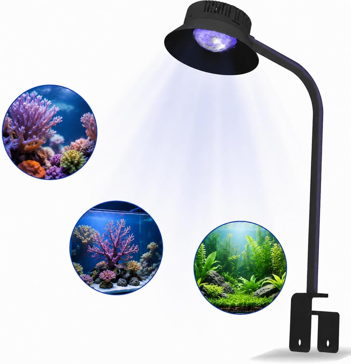 N30 Aquarium Light,30W Dual-Channel 10-Level dimming, 5-Stage Timer Full-Spectrum Reef Light Marine Fish Tank Light