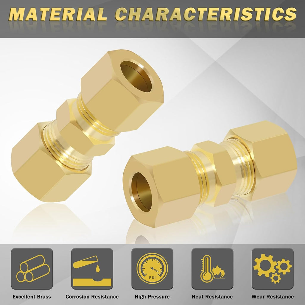 10Pcs 3/8" OD x 3/8" OD Compression Union Fittings
