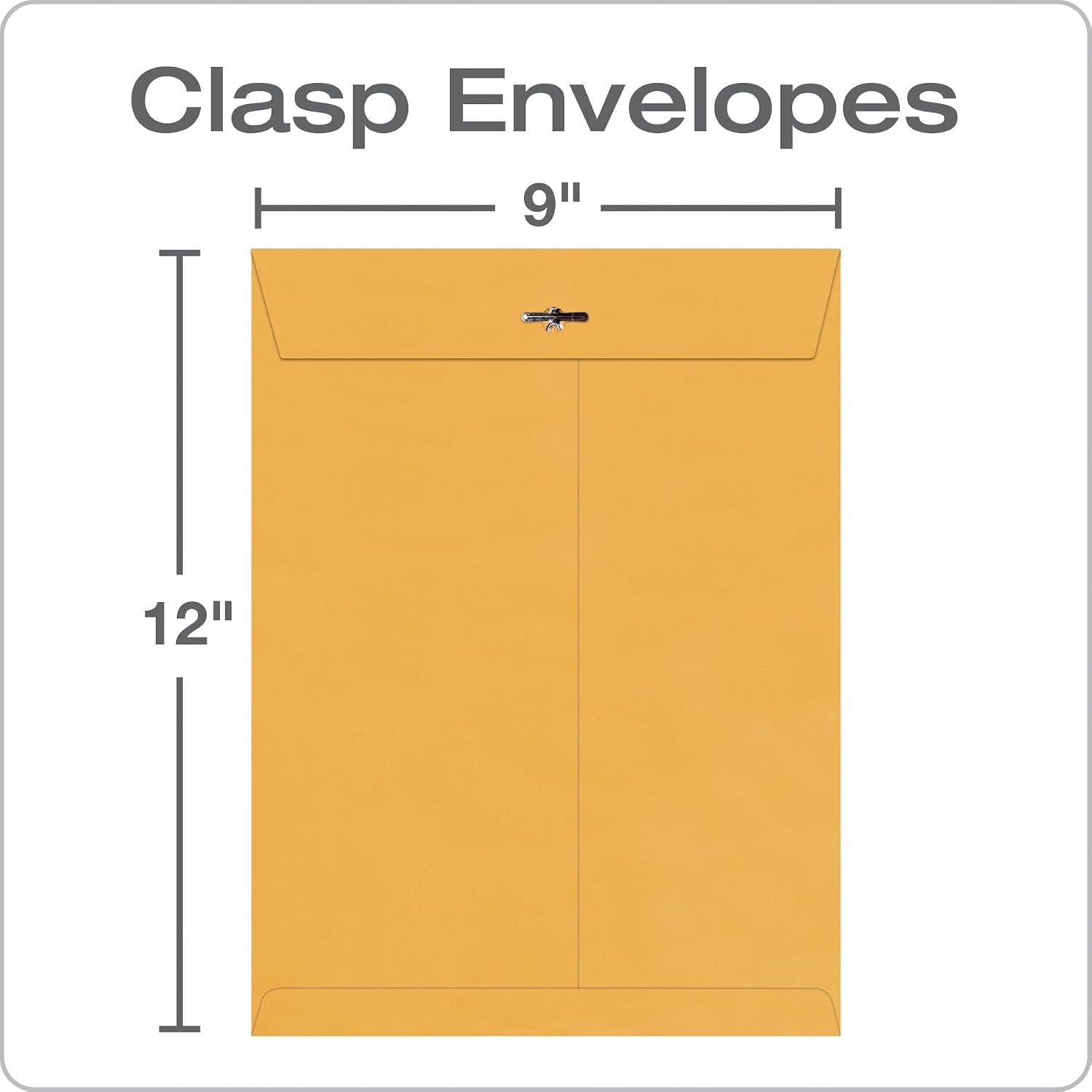 9 x 12 Clasp Envelopes with Deeply Gummed Flaps, Great for Filing, Storing or Mailing Documents, 28 lb Brown Kraft