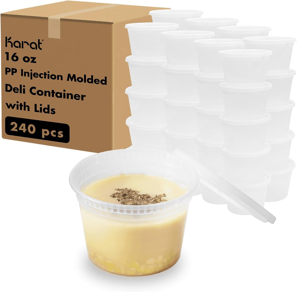 [16oz - 240 ct] Clear PP Injection Molded Round Deli Containers with Lids (FP-IMDC16-PP)
