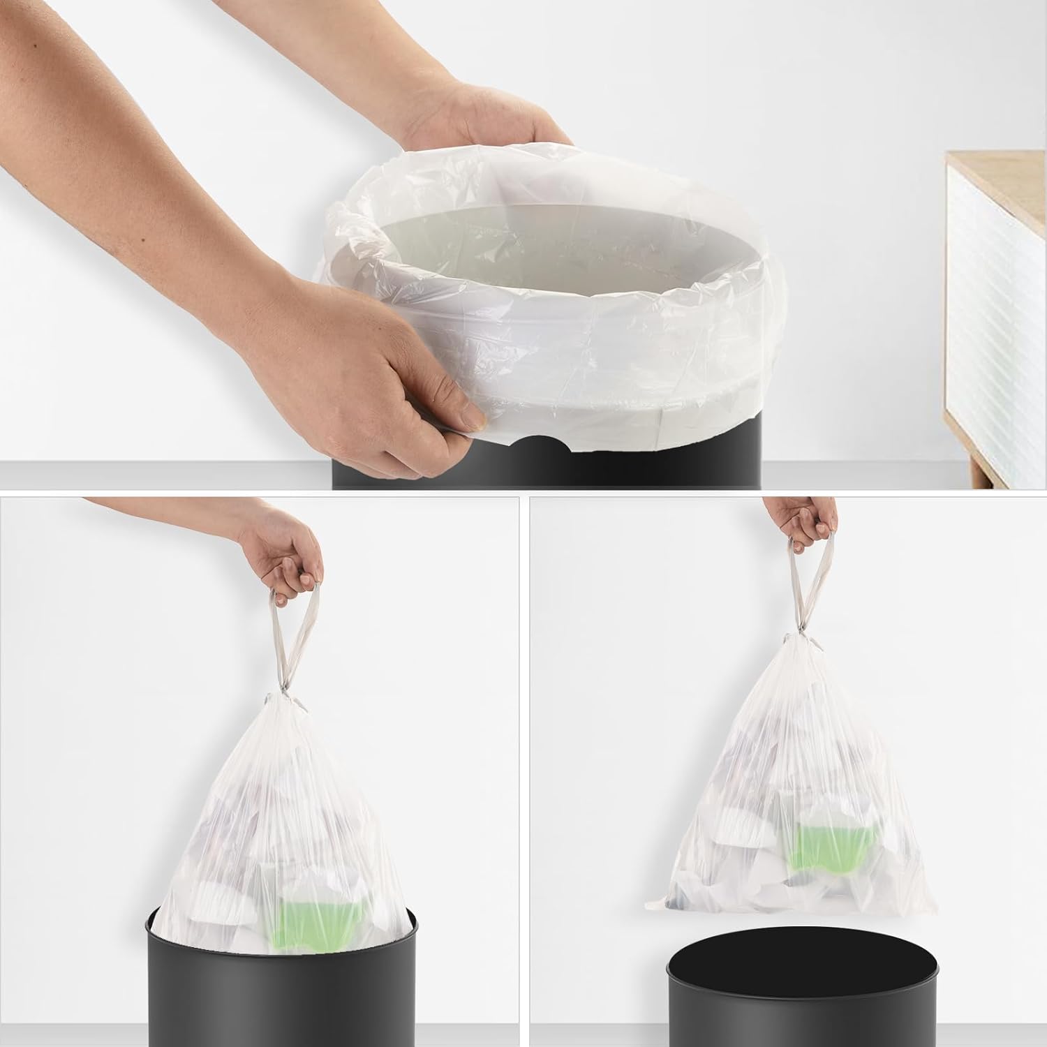 2.6-Gallon Trash Bags Heavy Duty - Heihaily Drawstring Kitchen Garbage Bags for Office/Bathroom, Leak-Proof Design