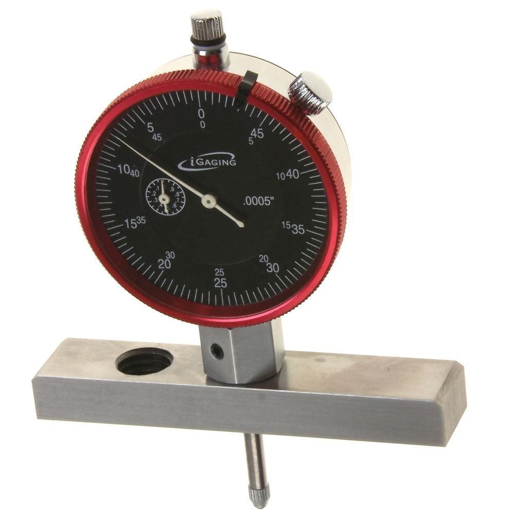 iGaging Depth Gauge Dial Indicator 0-22" Measuring Range, 0.0005" Resolution, 2-Position Base