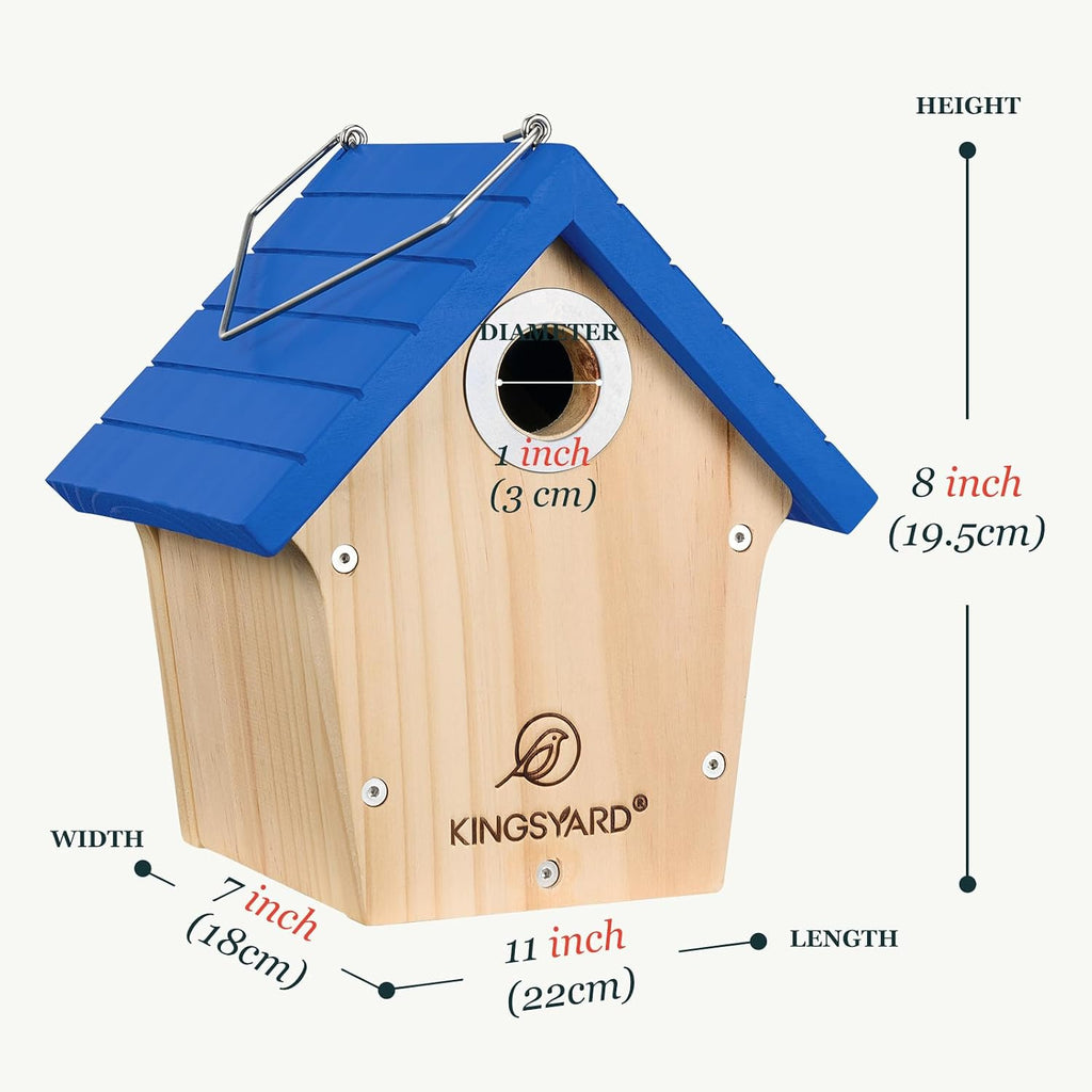 Cedar Hanging Bird House with Metal Predator Guard for Wren