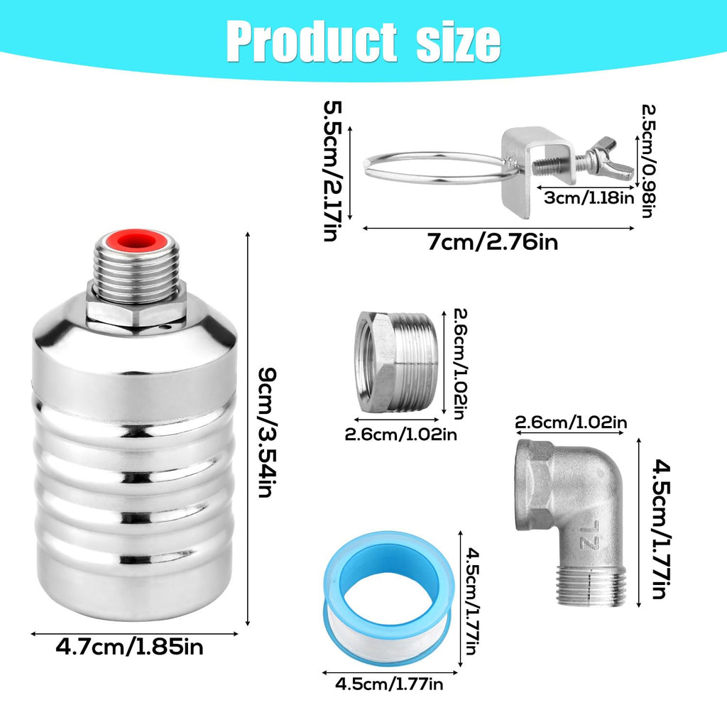 2pcs Water Float Valve, Stainless Steel Automatic Water Level