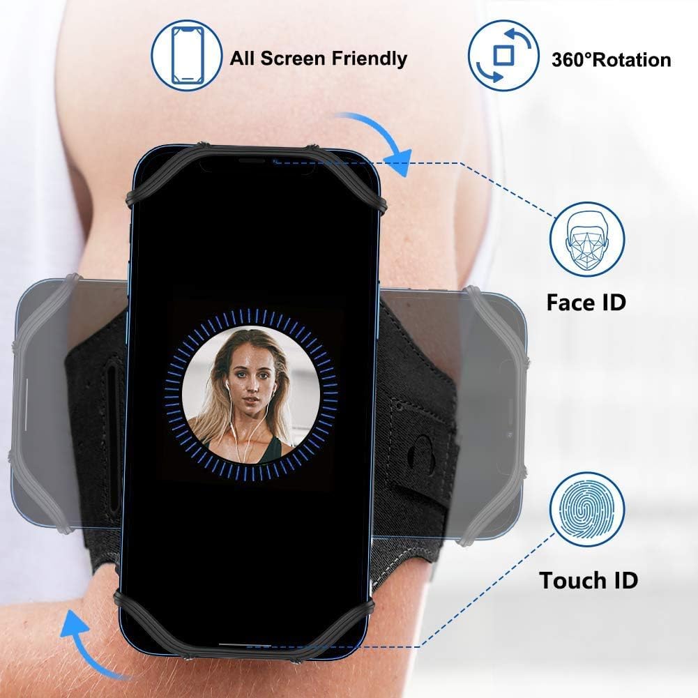 Running Armband 360°Rotatable for iPhone 17/16/15/14/13/Pro Max/Pro/Mini/12/11/SE/Xs/XR/X/8/7/Plus, Fits All 4-6.7