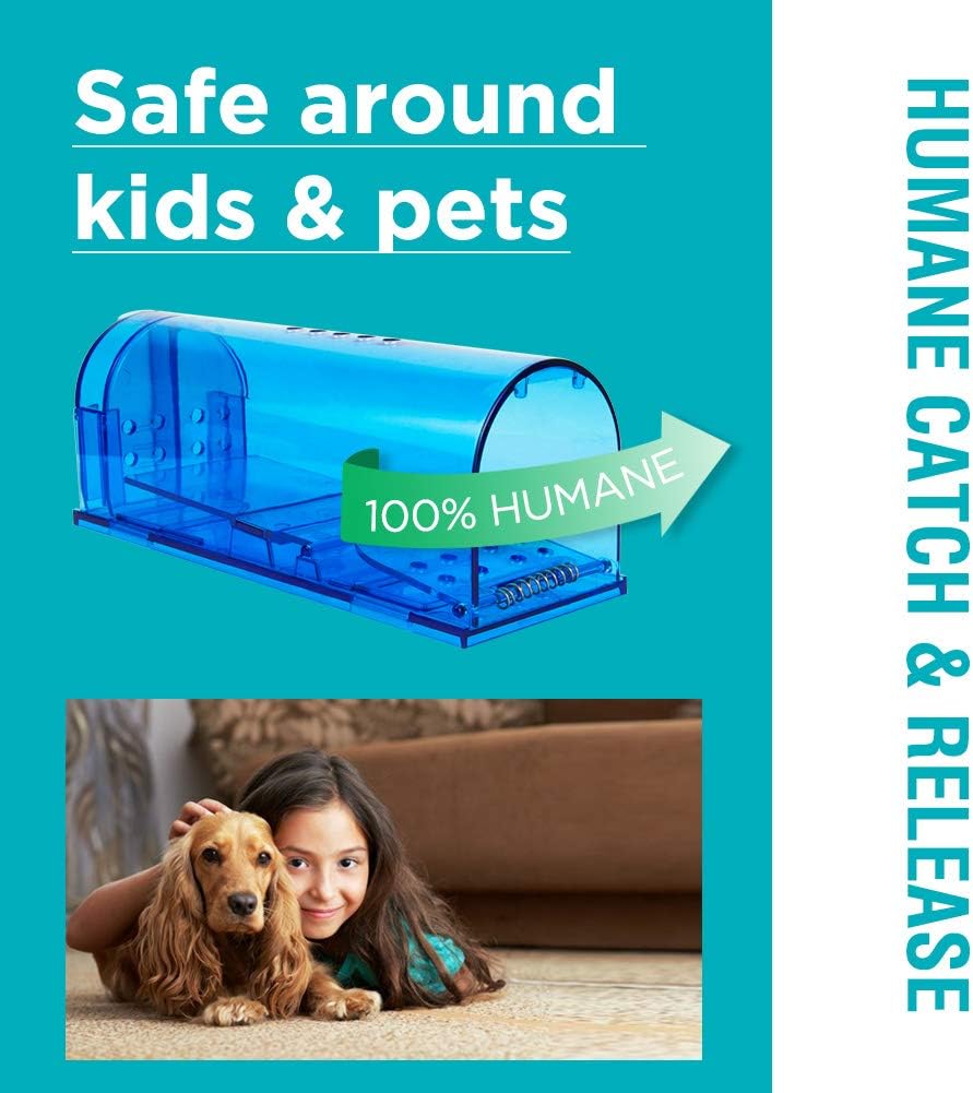 Humane Mouse Trap Reusable! [2-Pack] - Catch and Release No-Kill Rodent Traps for Indoors & Outdoors - Safe for