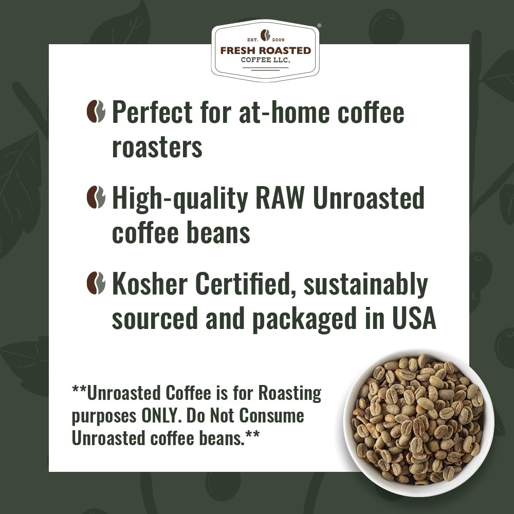 100% Colombian Unroasted Green Coffee Beans for Home Roasting, Kosher, 5 lb (80 oz)