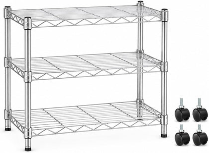 3-Tier Storage Shelves, 750 Lbs Loading Capacity, 24.02" W x 13.78" D x 21.97" H Shelving Unit for Garage, Pantry and