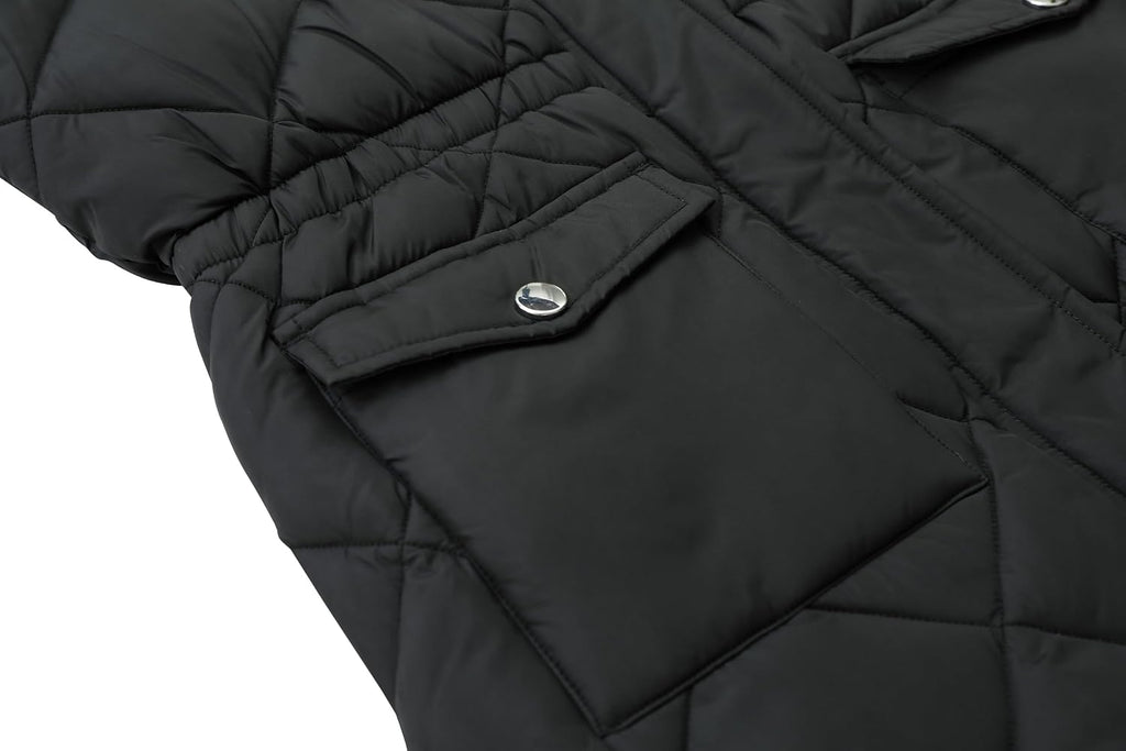 Girls Winter Waterproof Coats Hooded,Kid's Fleece-Lined Snow Parka Insulated Quilted Puffer Jacket