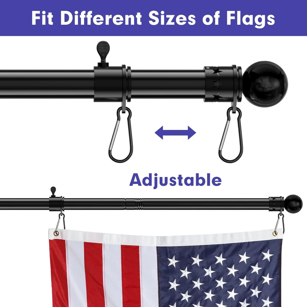Flag Pole for House Outside with 5 Position Mounting Bracket, 5ft Stainless Steel Black Flagpole Kit for Commercial