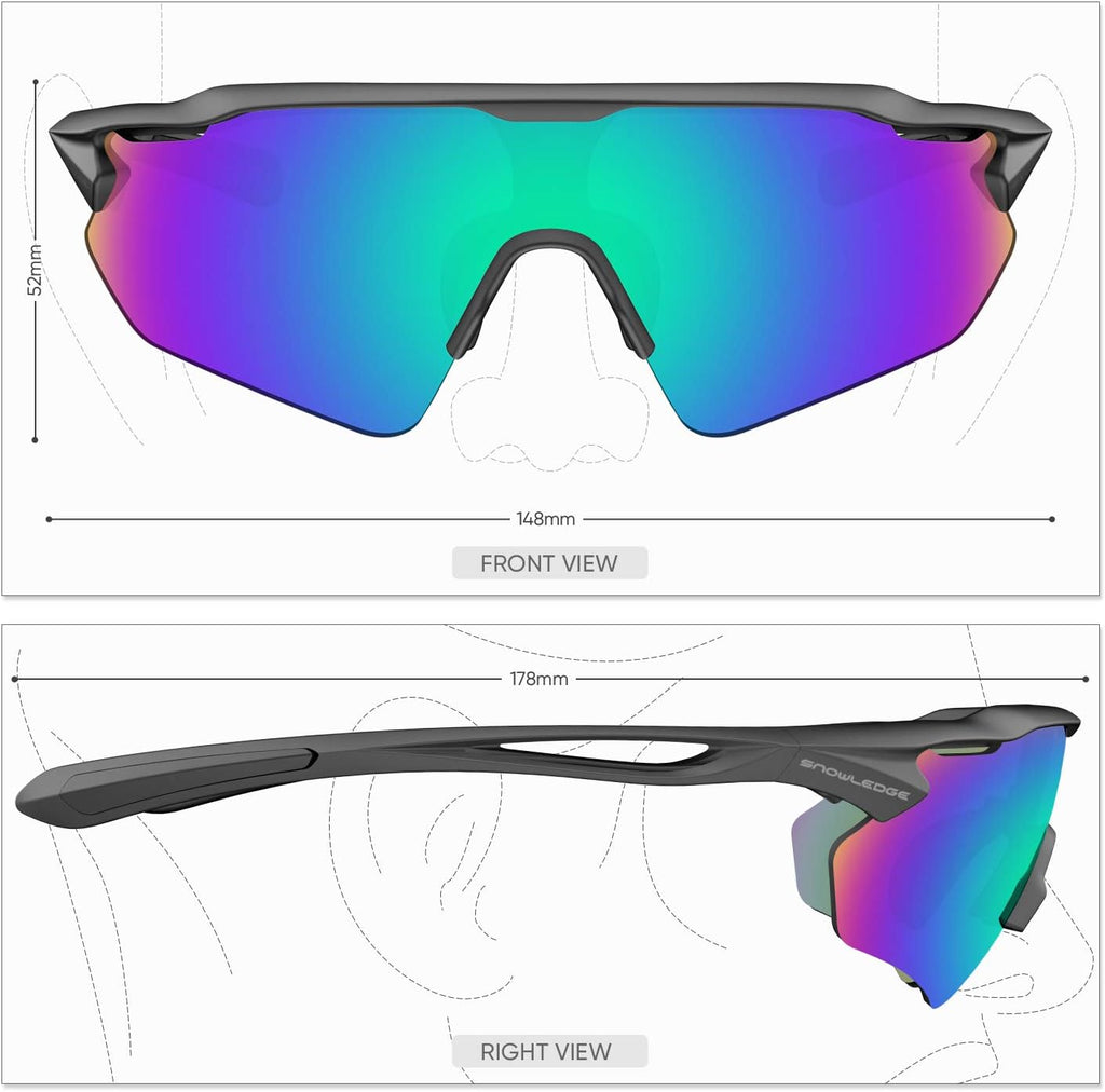 Cycling Glasses with 5 Interchangeable Lenses, Sunglasses for Pickleball Beach Volleyball Running Men Women
