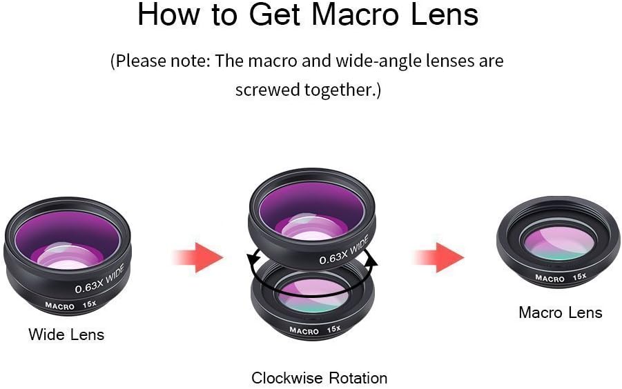 4 in 1 Phone Photography Kit, 18X Telephoto Lens, 198° Fisheye Lens, 15X Macro Lens, 0.63X Wide Angle Lens, Set with