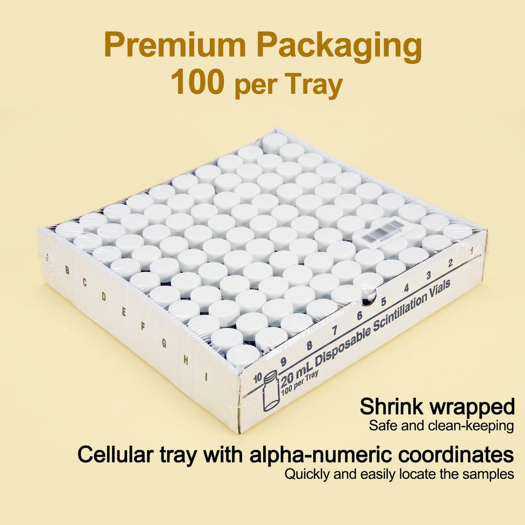 20mL Scintillation Vials, 3.3 Borosilicate Glass, 100PCS