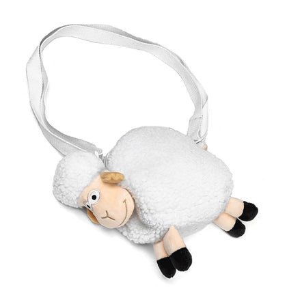 Adult Plush White Sheep Bag Cute Crossbody Bag with Adjustable Shoulder Strap