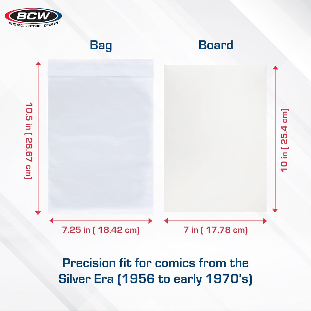 Thick Resealable Silver Comic Bags and Backing Boards, 200 Count Each | Includes 200 wider resealable sleeves for