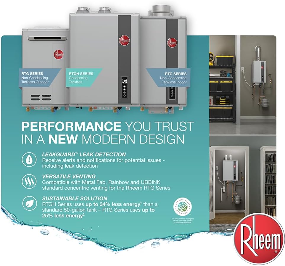 RTGH Series 9.5 GPM Liquid Propane Tankless Water Heater Indoor | 199,900 BTUs Super High Efficiency On Demand