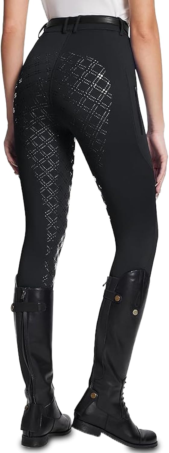Women's Horse Riding Pants - Full Seat Silicone Equestrian Breeches with Zipped Pockets