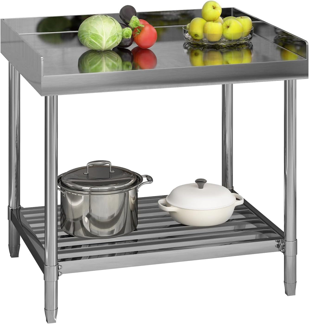 36x30 NSF Stainless Steel Prep Table - Commercial Backsplash