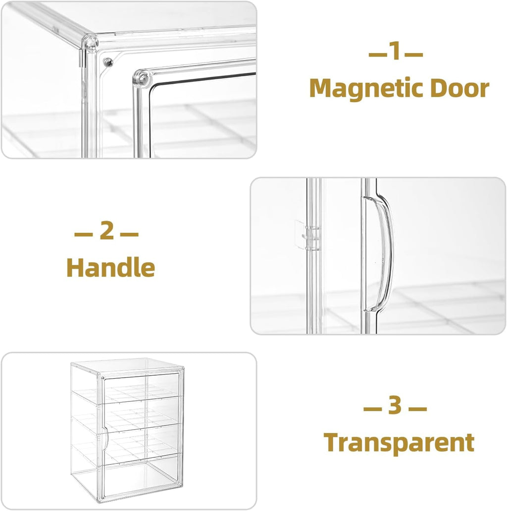 Pastry Display Case，4-Tier Adjustable Clear Bread Storage with Magnetic Door，Bread Box for Kitchen