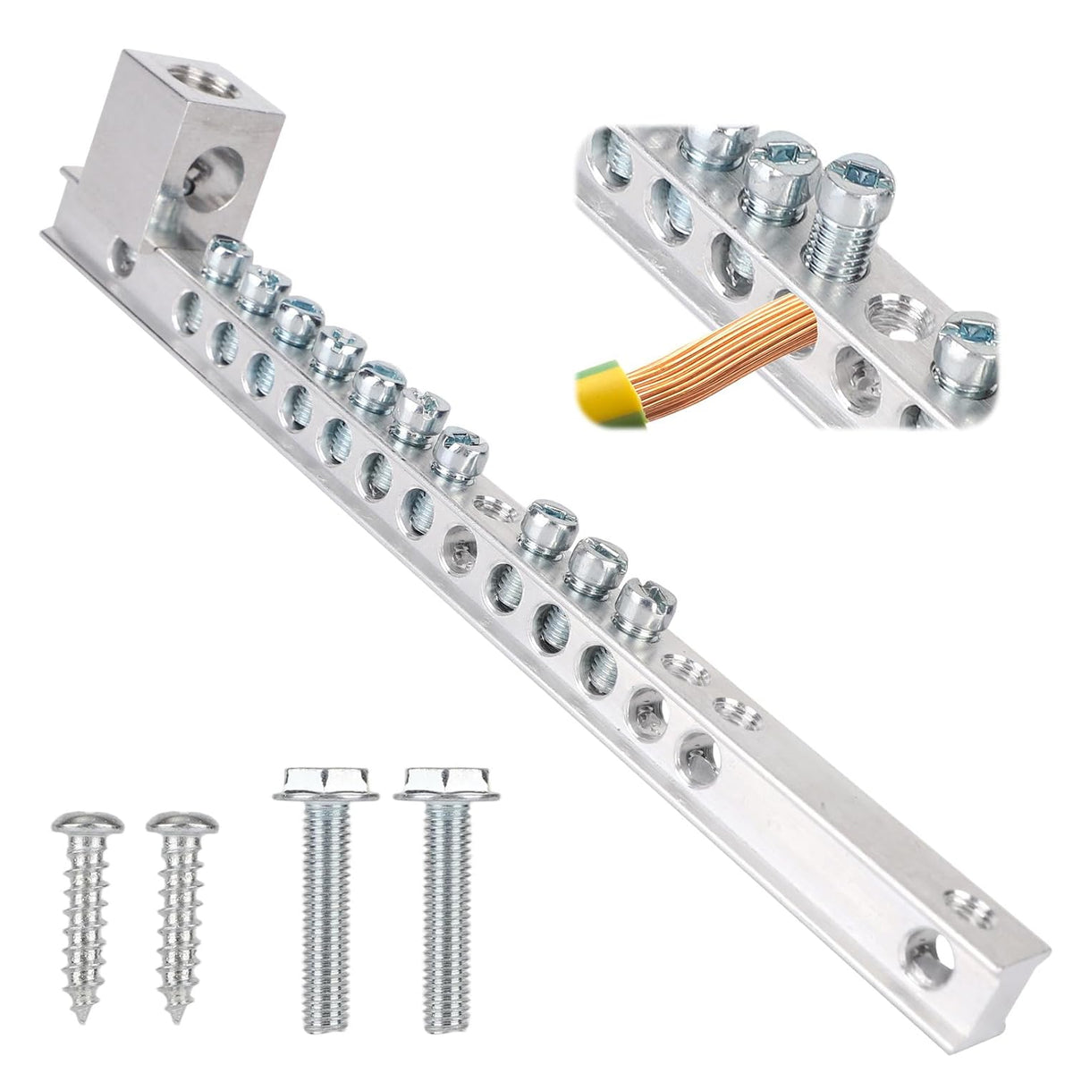 10 Terminal Ground Electrical Panel Grounding Bar Kit for Eaton