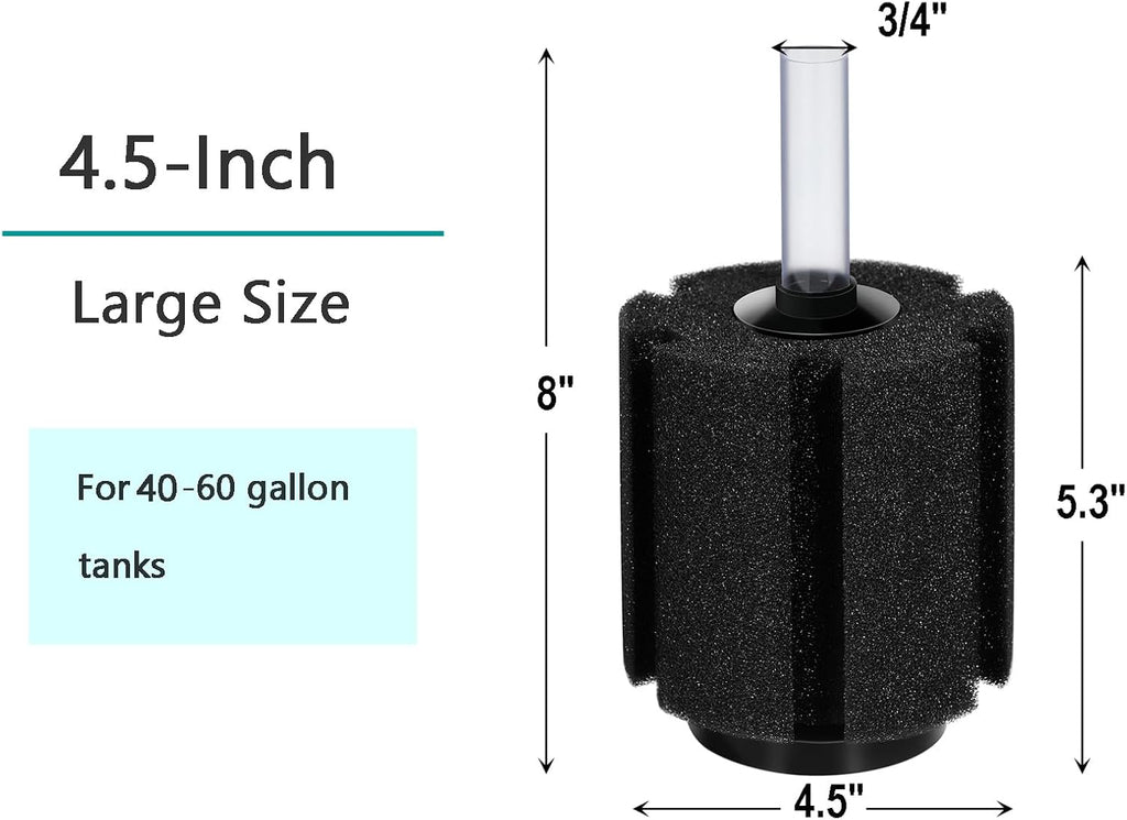 Aquarium Bio Sponge Filter Breeding Fry Betta Shrimp Nano Fish Tank (Large up to 60Gal)