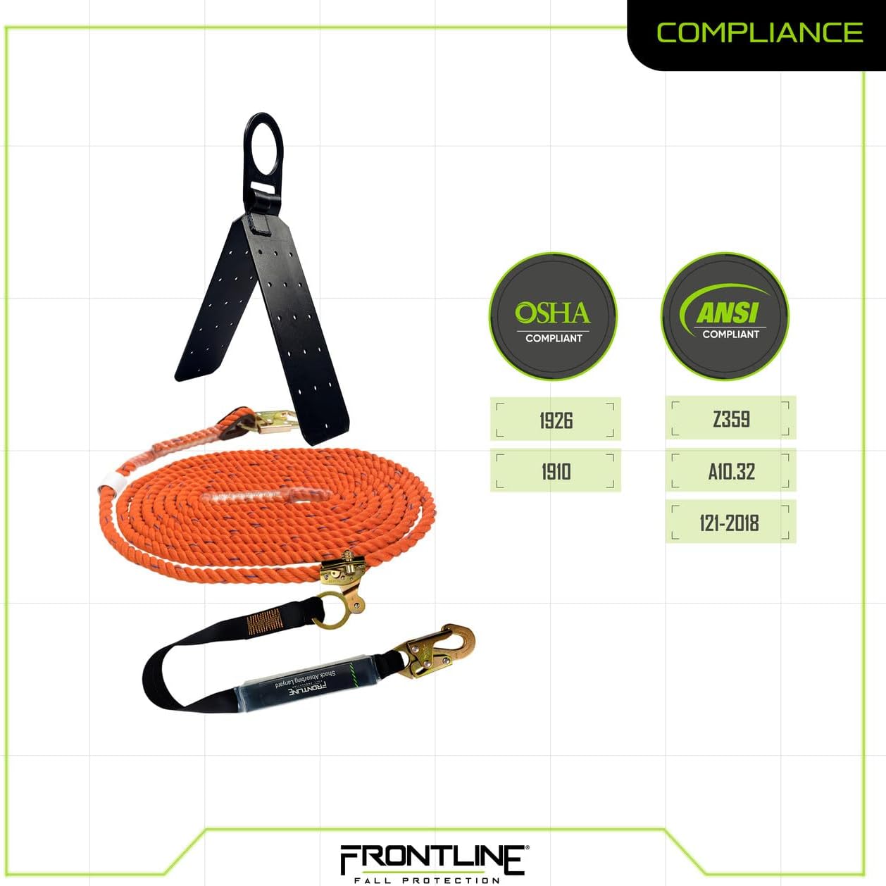 Frontline RK110V50 Combat Premium Complete Roofers Kit | Includes Combat Harness, Roof Anchor & Vertical Lifeline