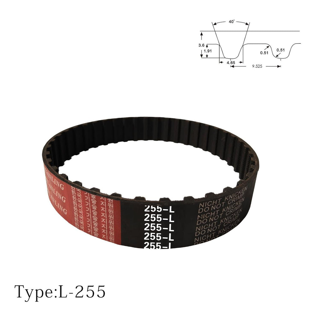 255-L-100 L Timing Belt,25.5" Pitch Length,1" Width,68 Teeth