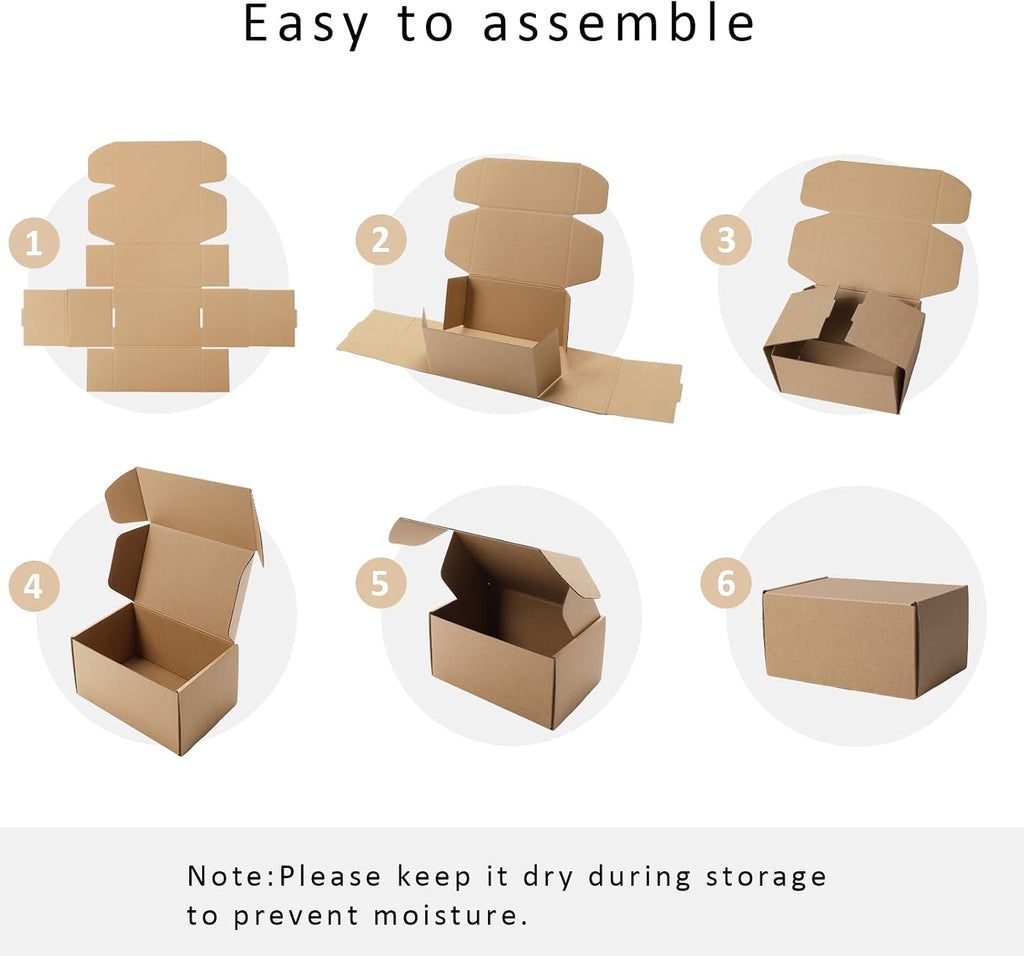6x4x3" 50 Pack Corrugated Cardboard Boxes Small Shipping Box for Packaging Small Business Mailer Mailing Kraft