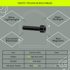 TIRYTU M6x25 Titanium Bolts Hex Socket Cap Screw, Black, 4PC