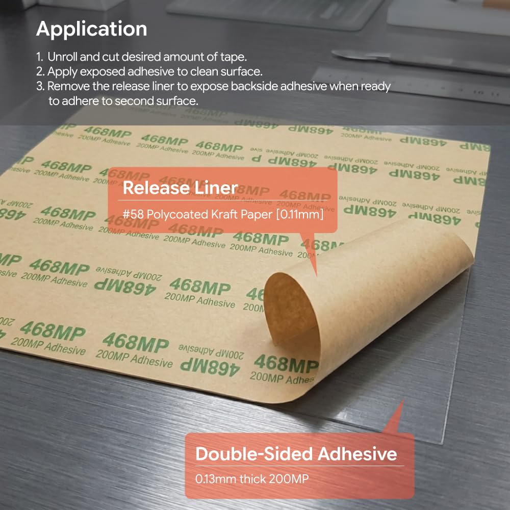 468MP Double Sided Adhesive Transfer Tape Roll 12 in x 20 ft
