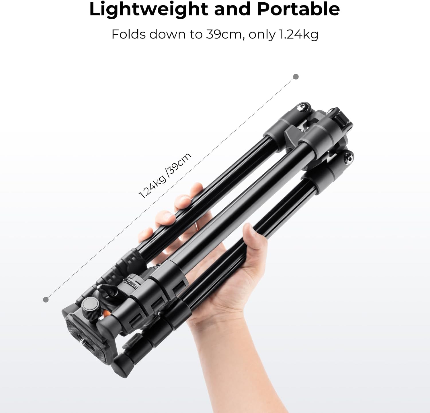 64 inch/163cm Lightweight Aluminum Travel Camera Tripod | Compact and Portable, 360° Ball Head, Load Capacity